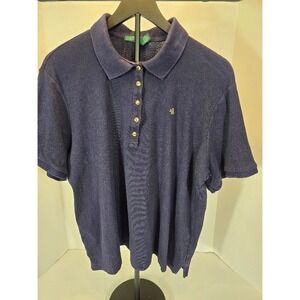 Lauren Ralph‎ Lauren Polo Shirt 2X Mens Blue Logo Short Sleeve Cotton